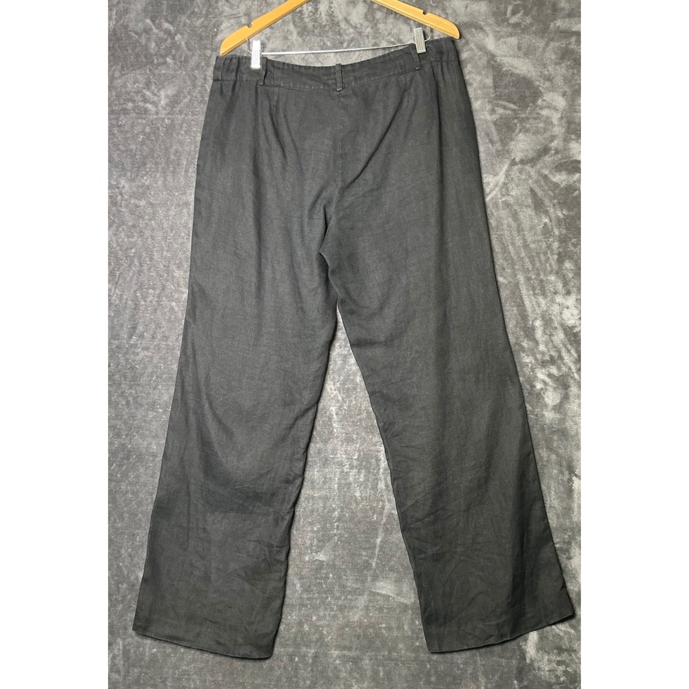 Lauren Ralph Lauren Sanderson Black Linen Wide Leg Pants Trousers 12 33 Inseam